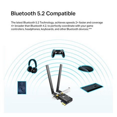 TP-LINK | Archer TX20E AX1800 Wi-Fi 6 Bluetooth 5.2 Karta Sieciowa PCIe - 4